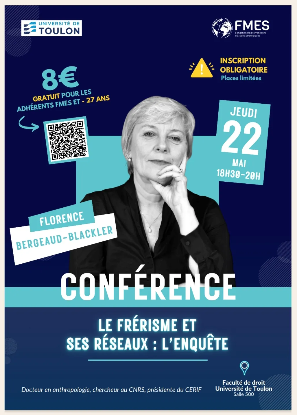 Conférence à L'UNIVERSITE DE TOULON  tenue par le Dr BERGEAUD-BLACKLER pour l'institut FMES 