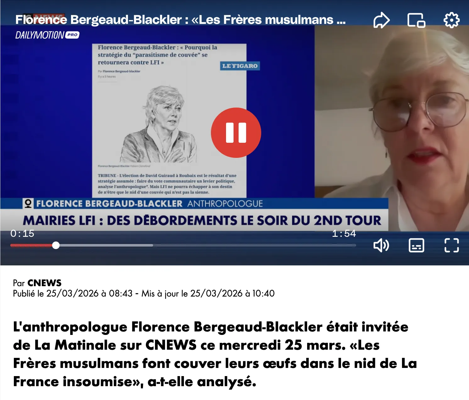 «Les Frères musulmans font couver leurs œufs dans le nid de LFI», s'inquiète l'anthropologue Florence Bergeaud-Blackler