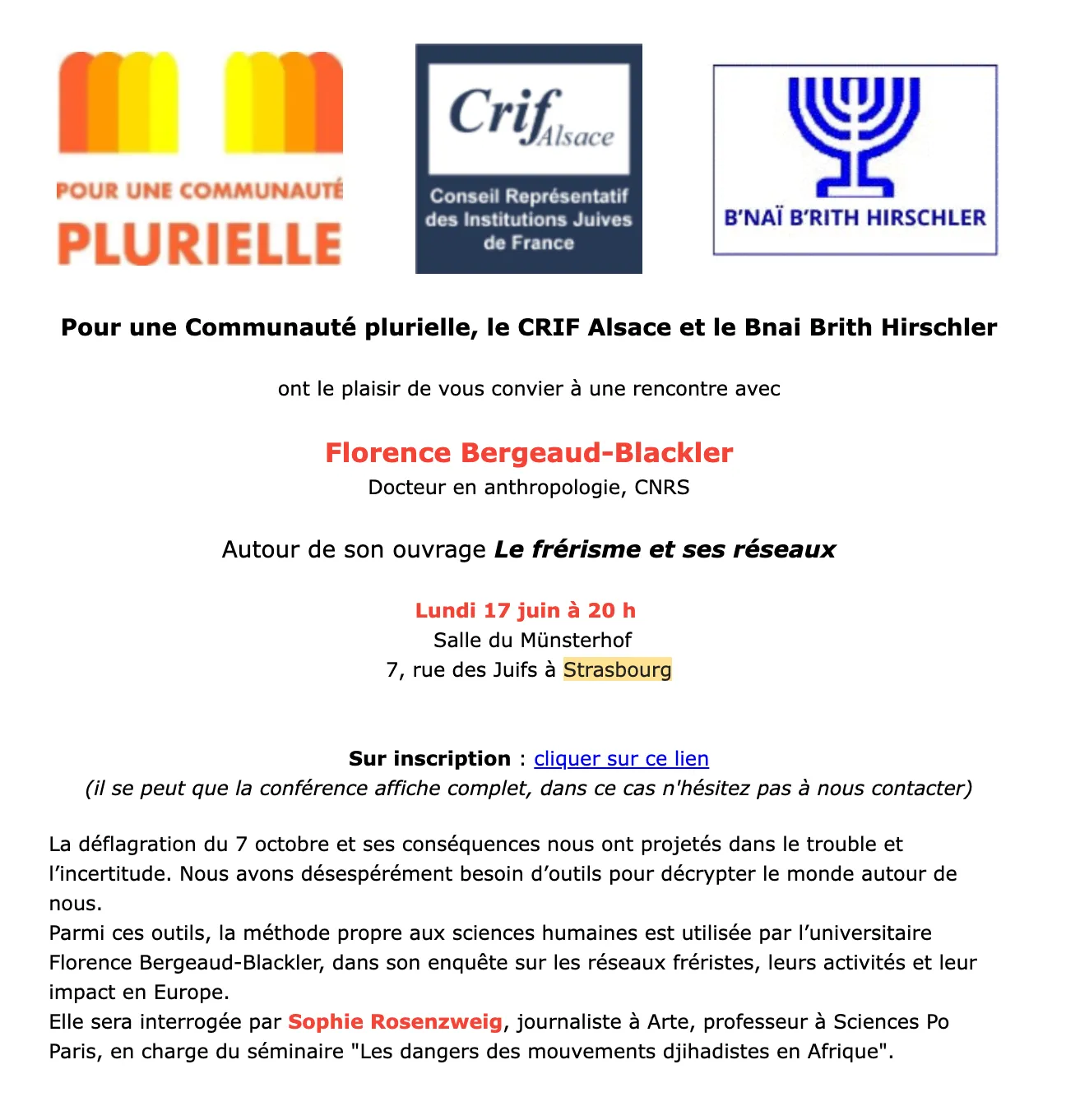 STRASBOURG Conférence