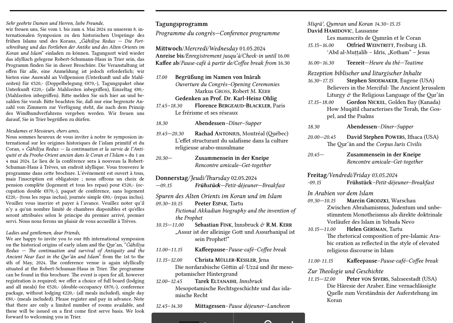 TREVES (Allemagne) 8th Symposion der Inârah